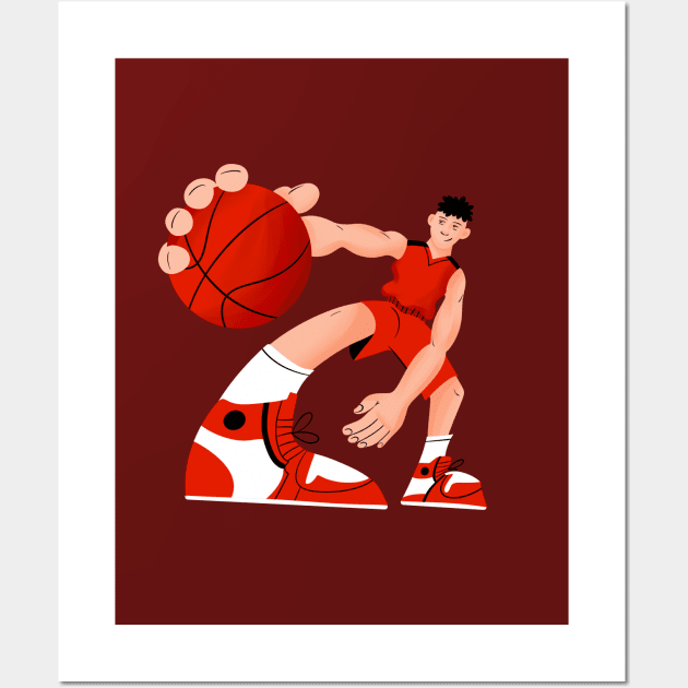 Basketball cool punk vintage sport art Wall Art by eternalshadeart